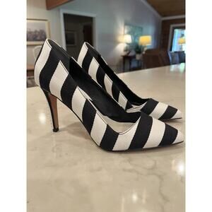 Alice + Olivia Black & White Striped Heels Size 36 US Size 5.5